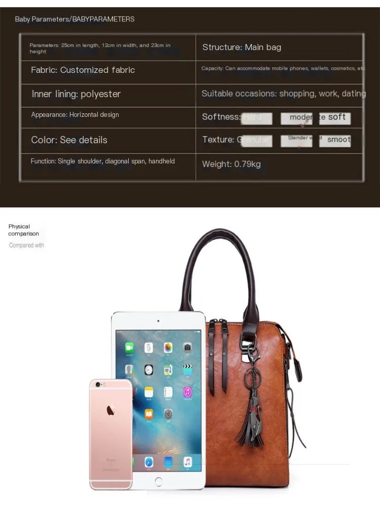 Pu Handbag New Large Capacity Mother And Child Bag Retro Trend Multi Piece Set Handbag