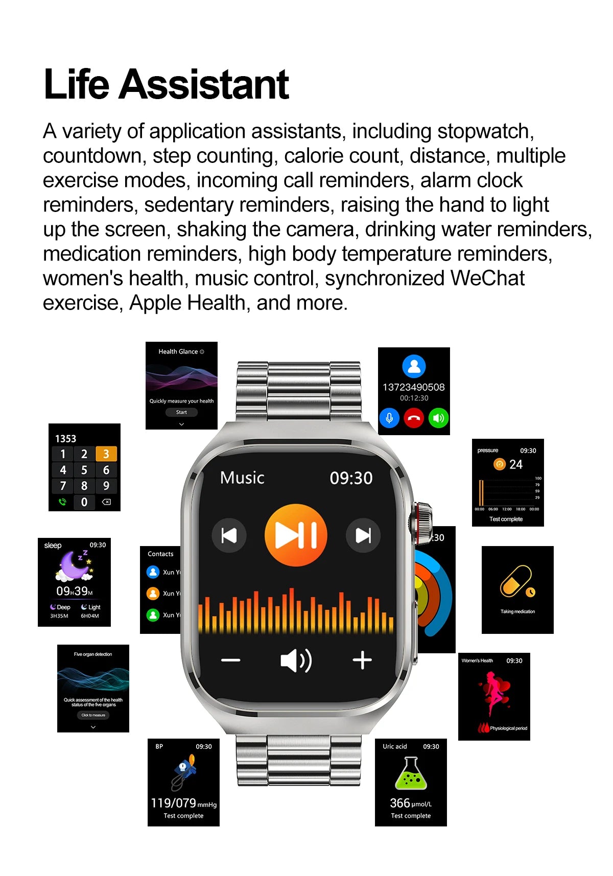 2025 New Uric Acid Blood Fat Smart Watch Men ECG+PPG Pulse Blood Pressure Bluetooth Call Sports for Xiaomi Health Tracking Watch