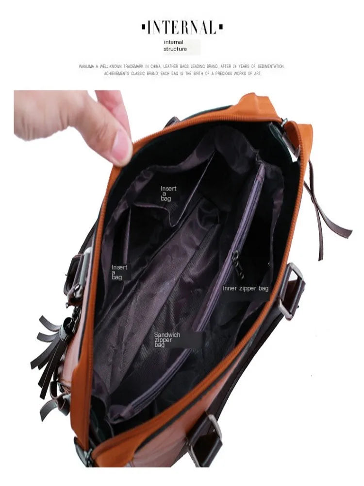 Pu Handbag New Large Capacity Mother And Child Bag Retro Trend Multi Piece Set Handbag