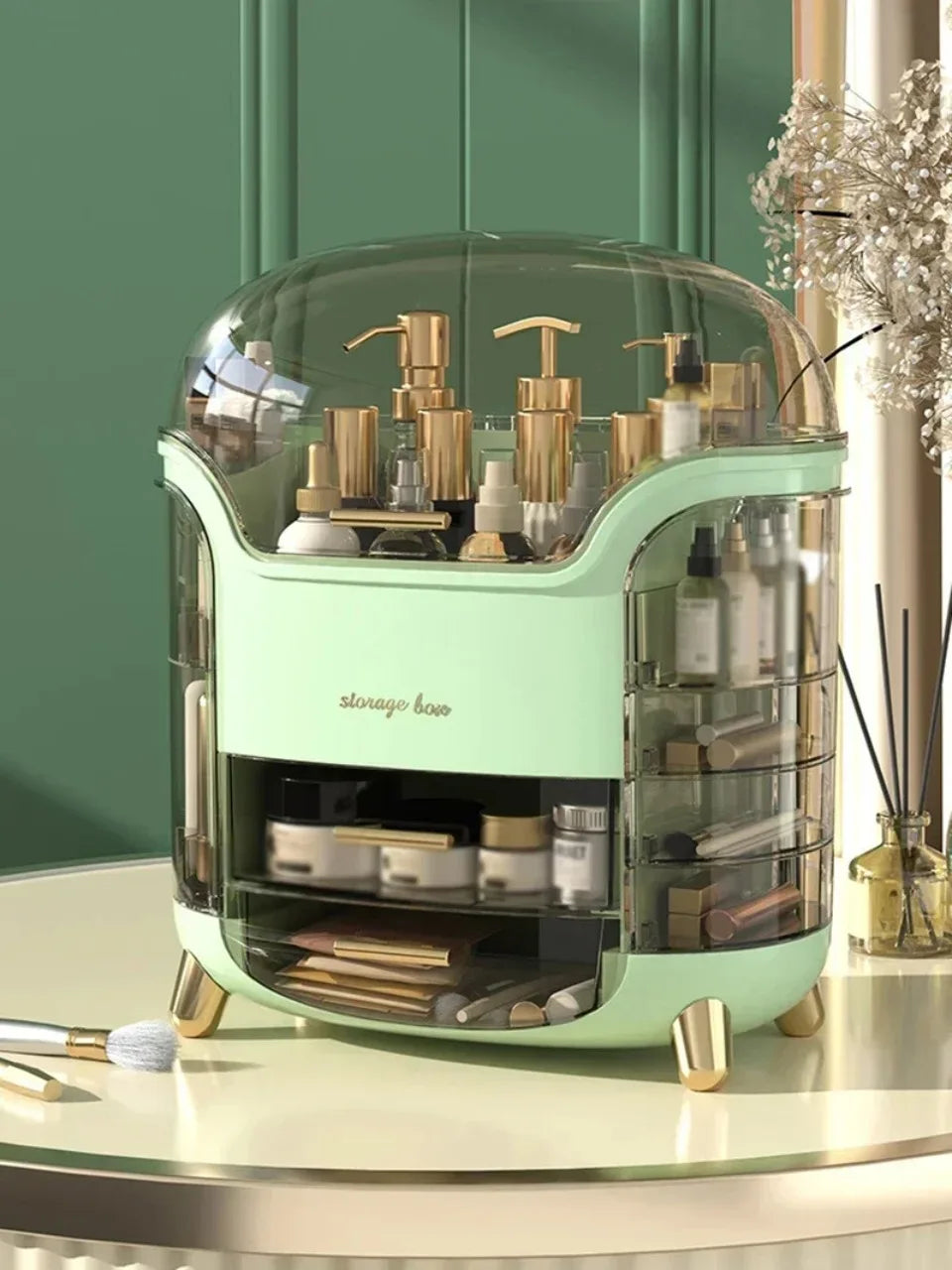 Desktop Makeup Organizer Transparent Jewelry Cosmetic Storage Box Dustproof Large Capacity Makeup Container Jewelry Lipstick Box