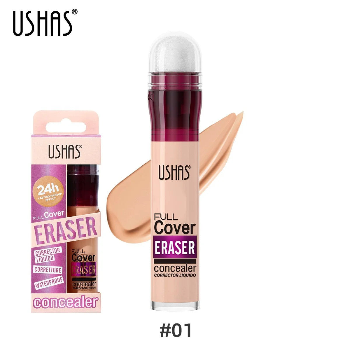 USHAS Sponge Head Cosmetics Black Circle Tear Marks Acne Mask foundation make-up Eraser Waterproof Skin concealer
