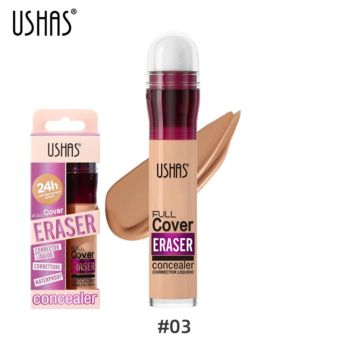 USHAS Sponge Head Cosmetics Black Circle Tear Marks Acne Mask foundation make-up Eraser Waterproof Skin concealer