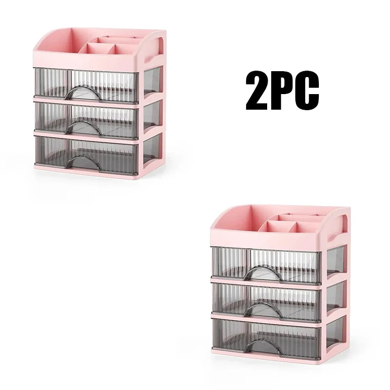 Drawer Style Storage Box Transparent Jewelry Skin Care Products Storage Box High-capacity Desktop Clutter Dustproof Organizer