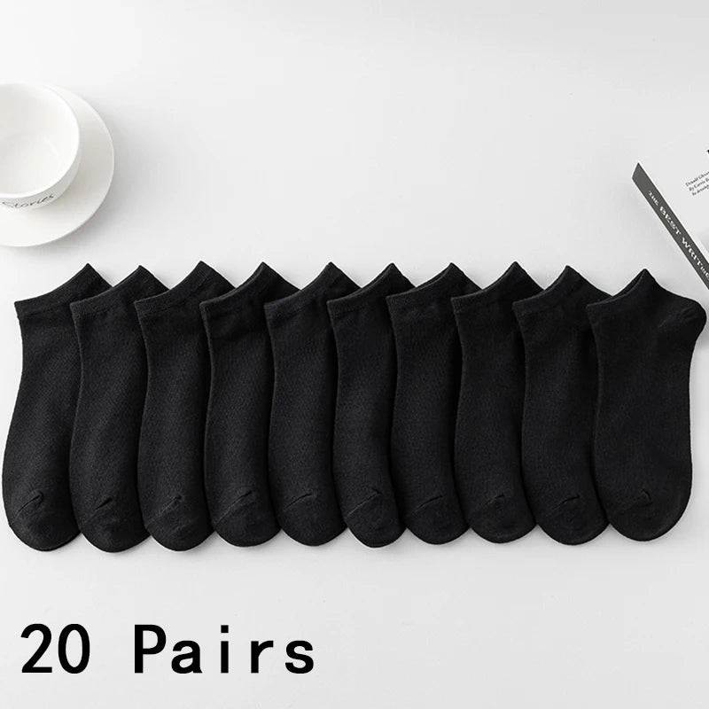 3/5/6/10/20 Pairs of Colored Cotton WOMEN/Men Short Socks, Solid Color Ankle Breathable Sports Socks, Summer Boat Socks