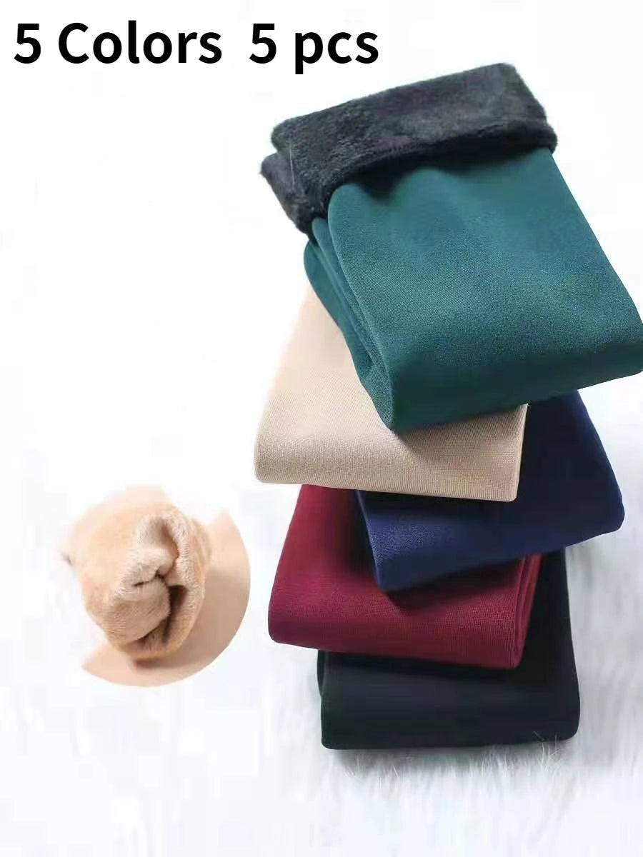 5Pairs/Lot Winter Warm Solid Women Socks Thicken Thermal Socks Wool Cashmere Black Skin Seamless Snow Sock Velvet Unisex Socks