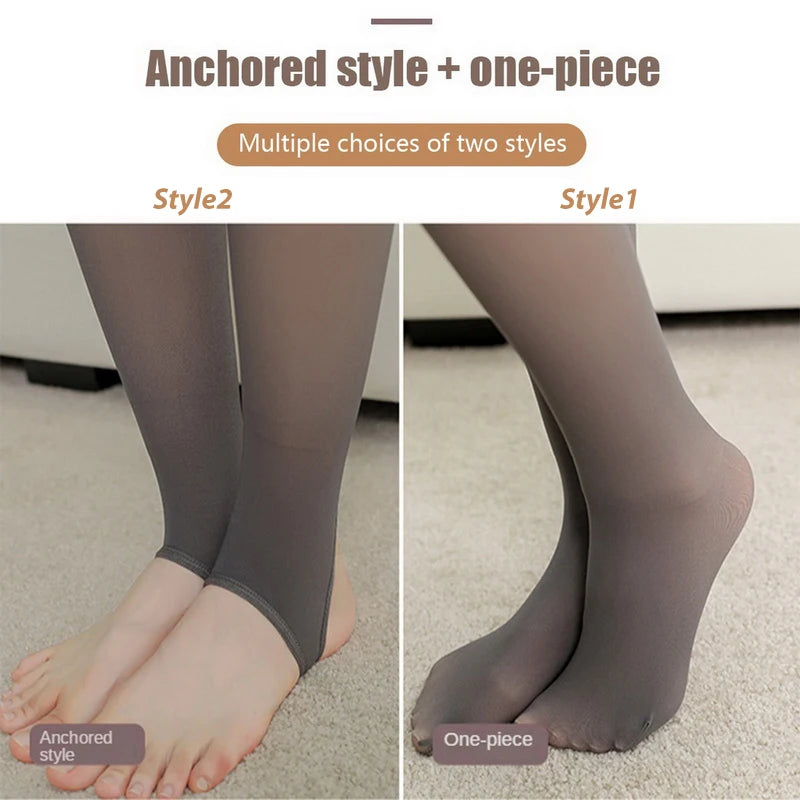 Women Thermal Stockings Sexy Winter Warm Translucent Pantyhose Fleece Thicken Seamless Elastic Tights Woman Velvet Thermo Pants