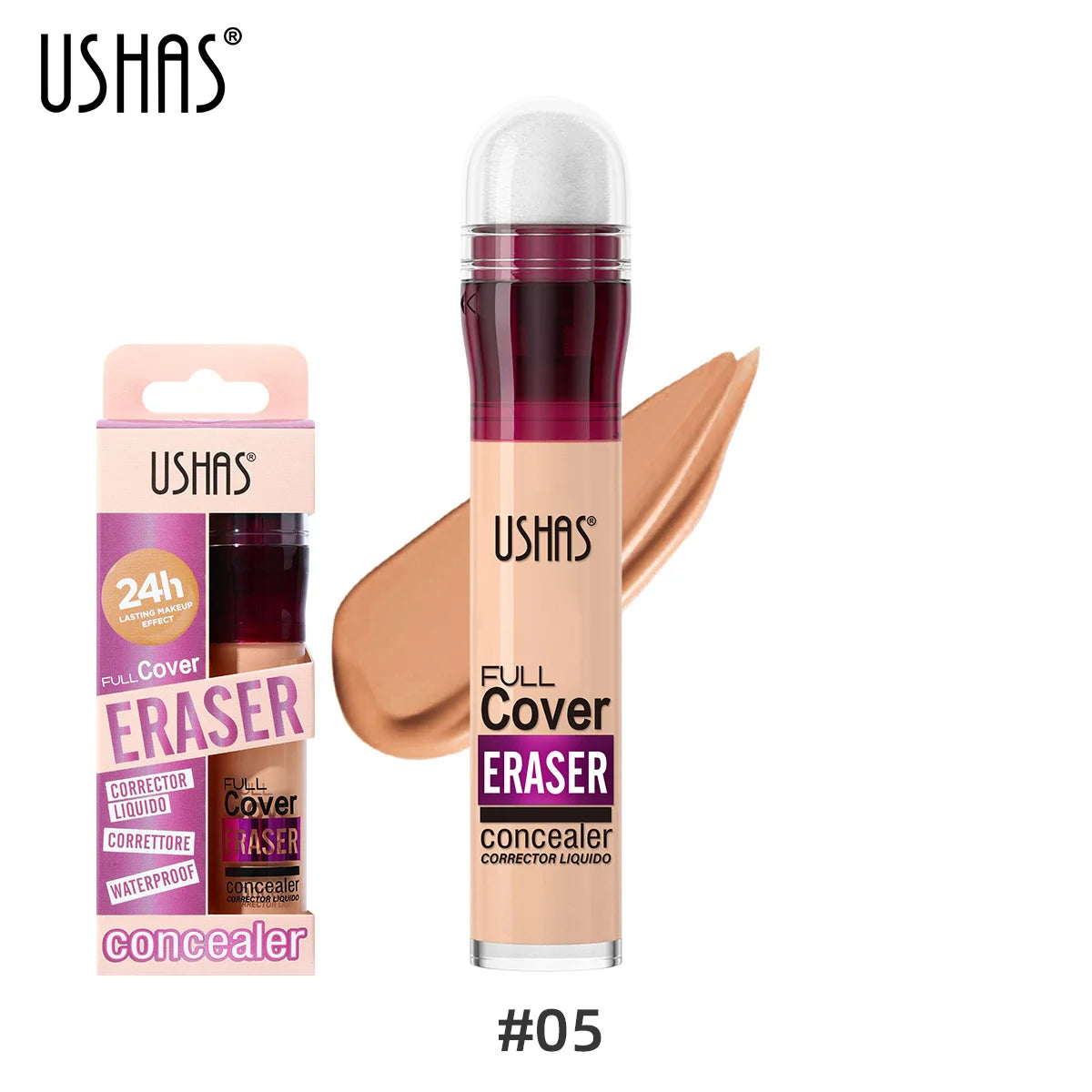 USHAS Sponge Head Cosmetics Black Circle Tear Marks Acne Mask foundation make-up Eraser Waterproof Skin concealer