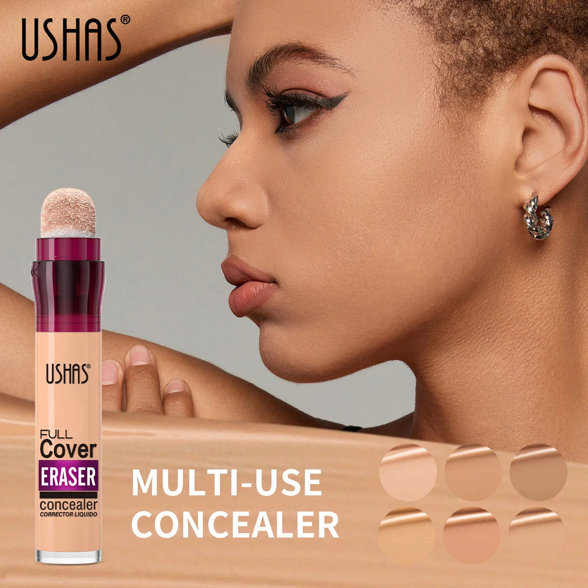 USHAS Sponge Head Cosmetics Black Circle Tear Marks Acne Mask foundation make-up Eraser Waterproof Skin concealer