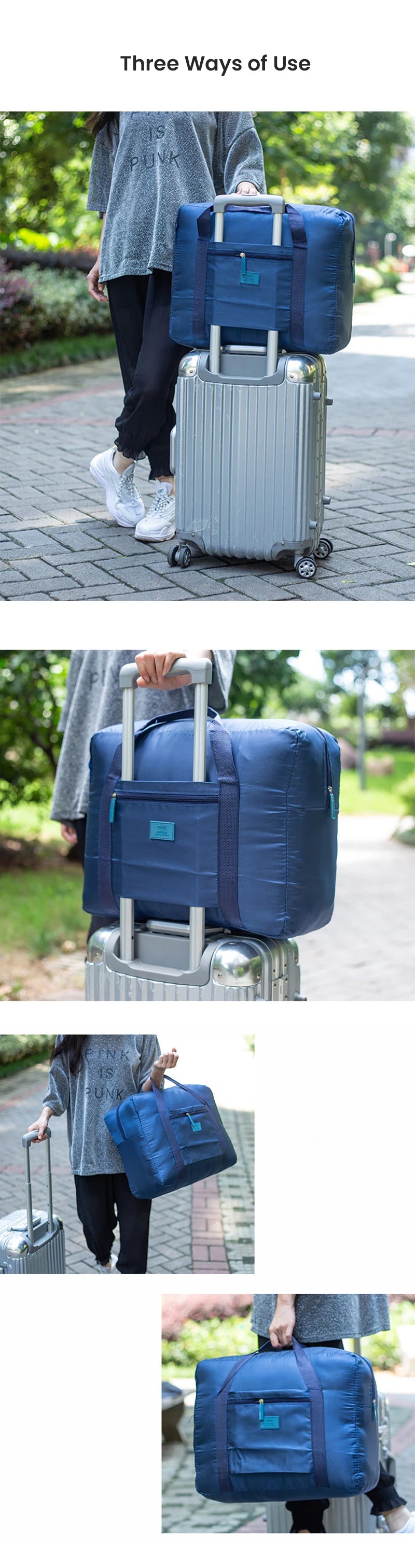 Foldable Travel Bag Lightweight Traveling Duffel Bag for Women Men Tote Bag Carry On Luggage Bag Weekender Overnight Bag