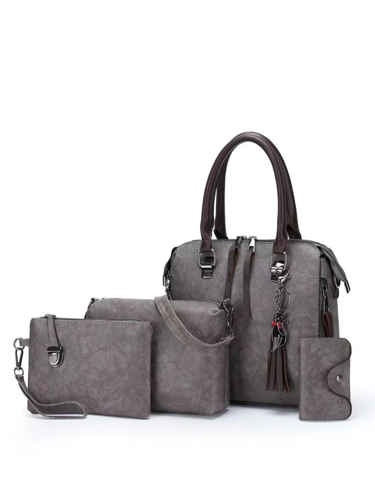 Pu Handbag New Large Capacity Mother And Child Bag Retro Trend Multi Piece Set Handbag