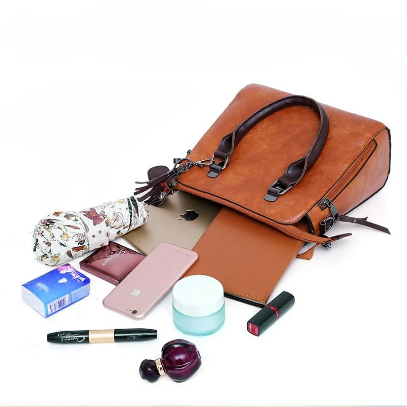 Pu Handbag New Large Capacity Mother And Child Bag Retro Trend Multi Piece Set Handbag