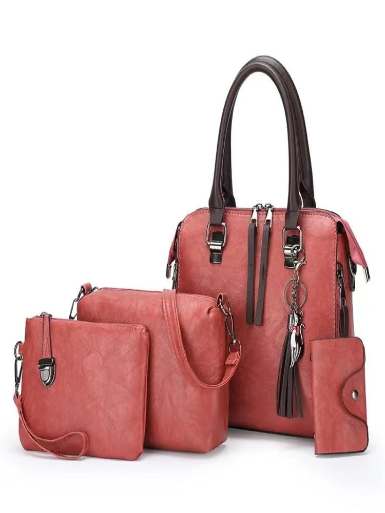 Pu Handbag New Large Capacity Mother And Child Bag Retro Trend Multi Piece Set Handbag