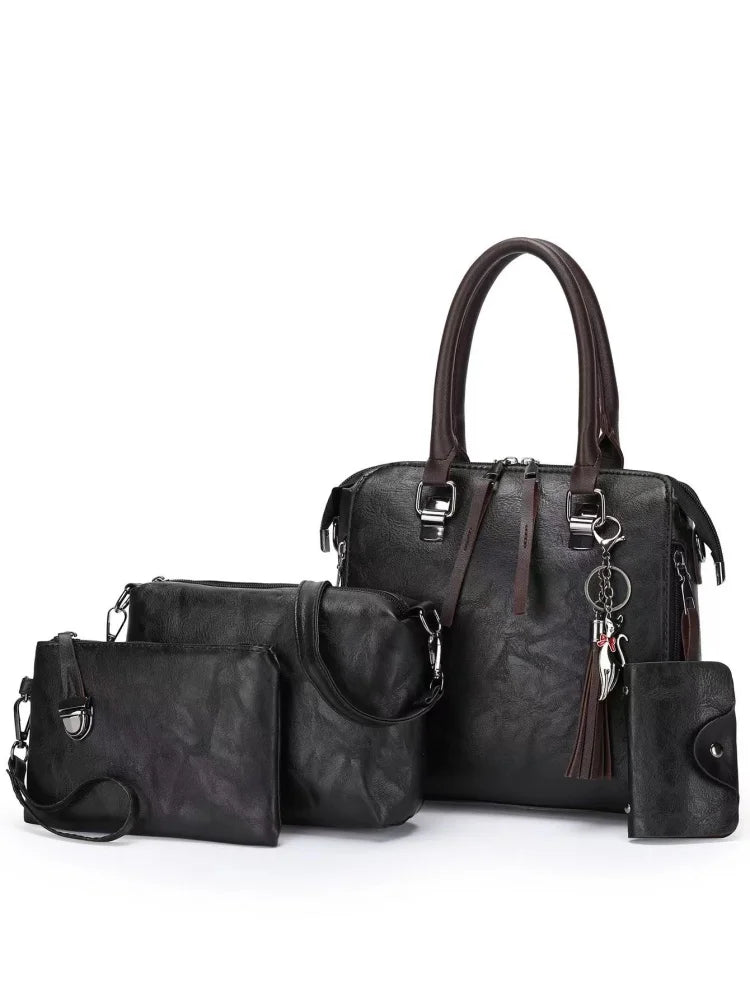Pu Handbag New Large Capacity Mother And Child Bag Retro Trend Multi Piece Set Handbag