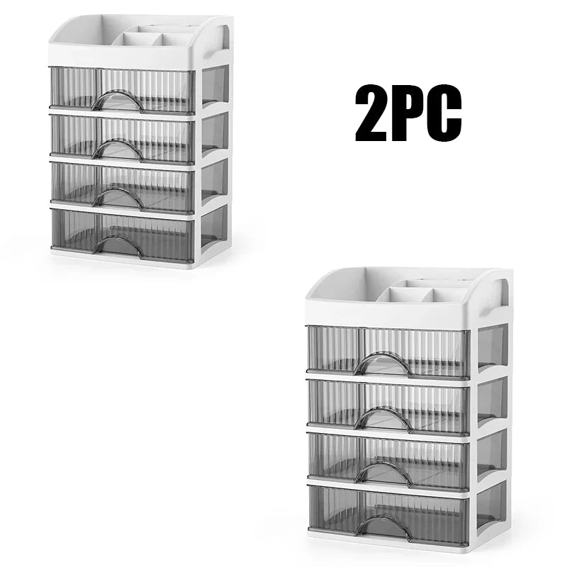 Drawer Style Storage Box Transparent Jewelry Skin Care Products Storage Box High-capacity Desktop Clutter Dustproof Organizer
