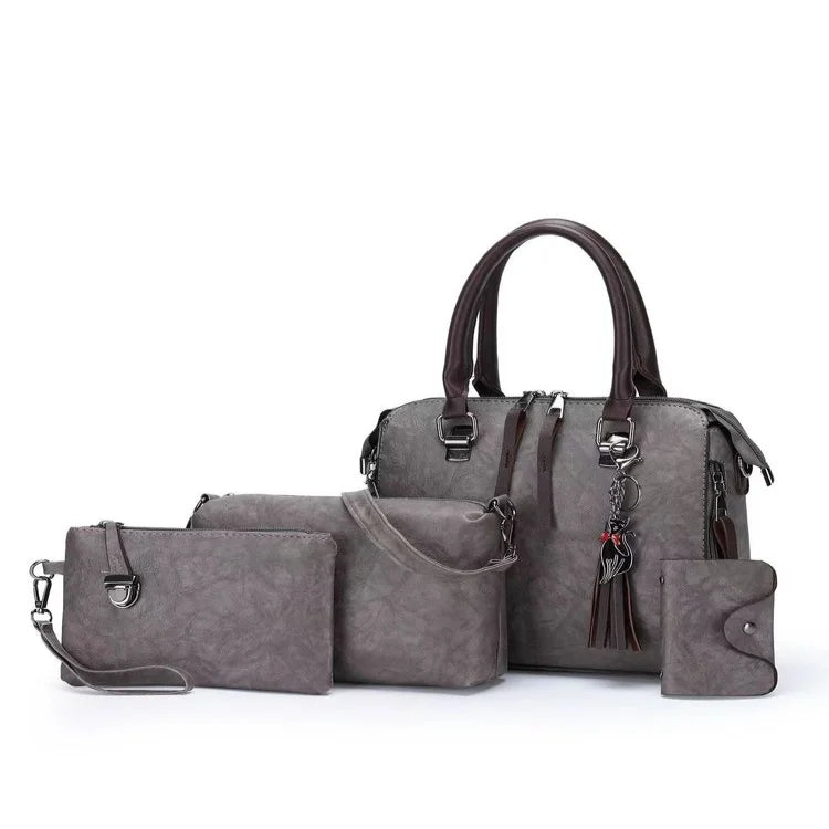 Pu Handbag New Large Capacity Mother And Child Bag Retro Trend Multi Piece Set Handbag