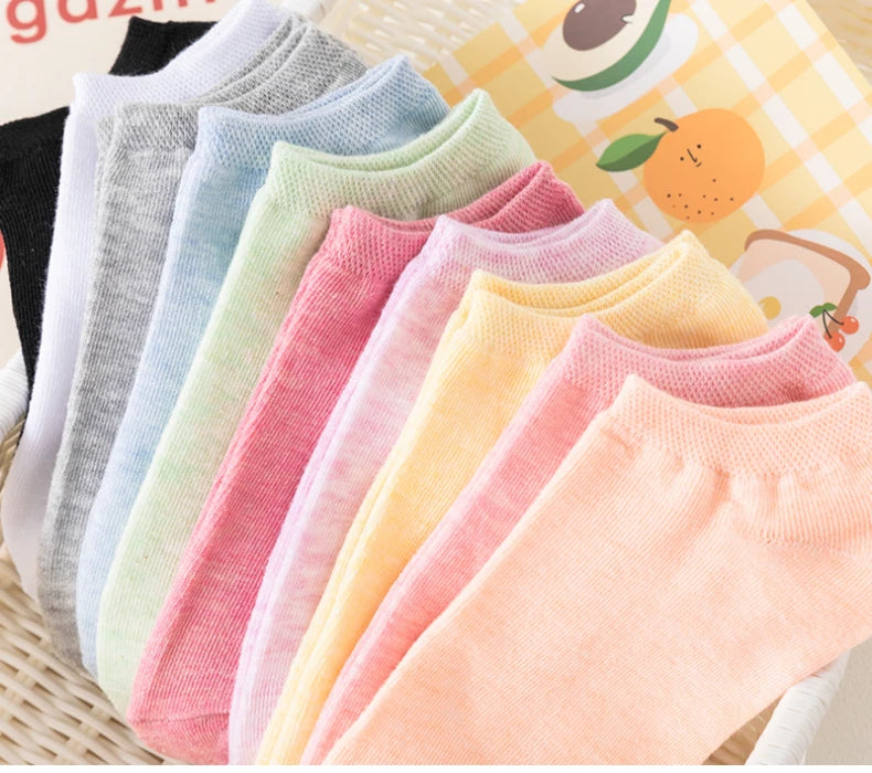 3/5/6/10/20 Pairs of Colored Cotton WOMEN/Men Short Socks, Solid Color Ankle Breathable Sports Socks, Summer Boat Socks