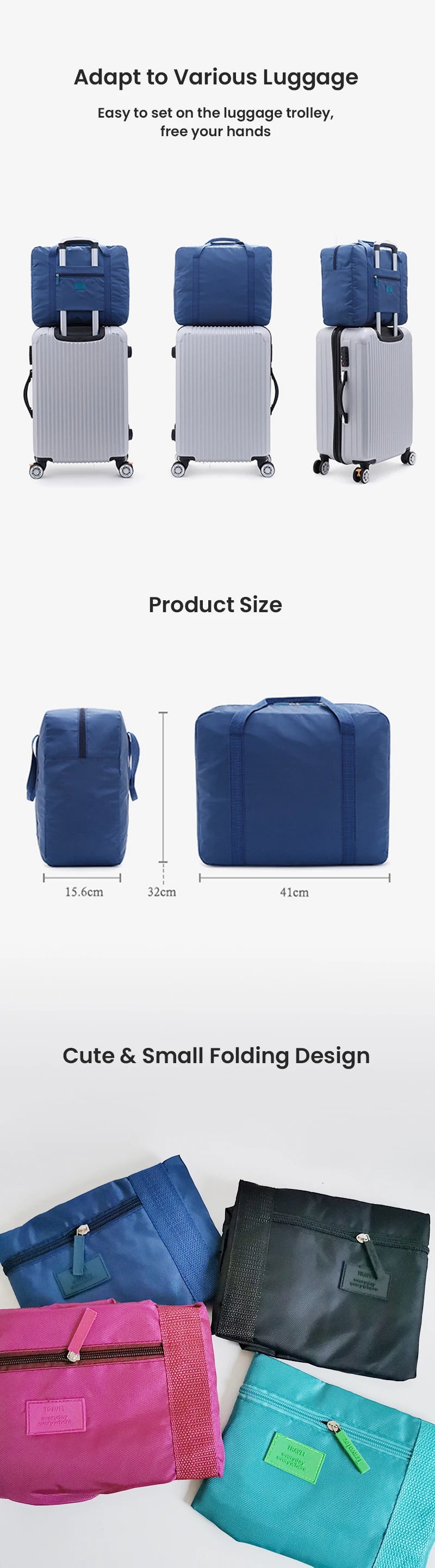 Foldable Travel Bag Lightweight Traveling Duffel Bag for Women Men Tote Bag Carry On Luggage Bag Weekender Overnight Bag