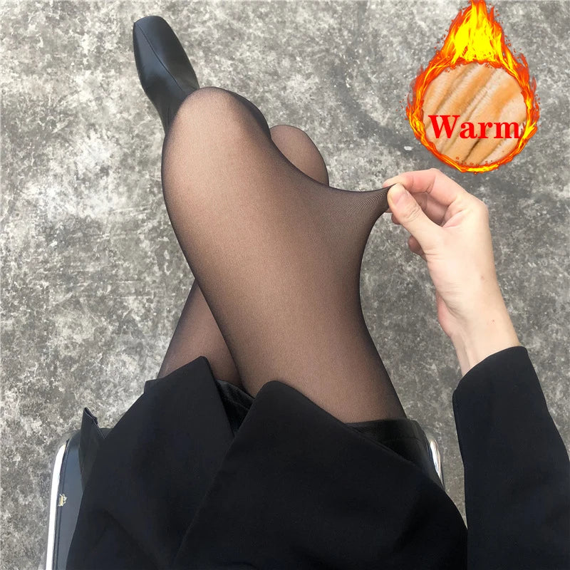 Women Thermal Stockings Sexy Winter Warm Translucent Pantyhose Fleece Thicken Seamless Elastic Tights Woman Velvet Thermo Pants