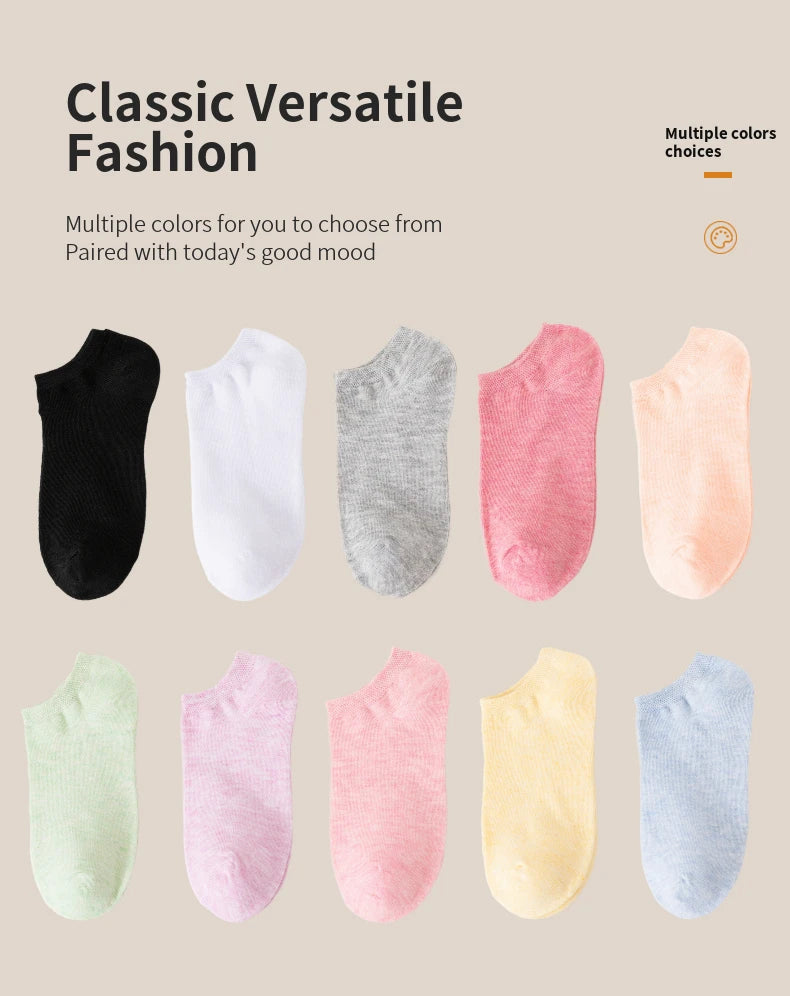 3/5/6/10/20 Pairs of Colored Cotton WOMEN/Men Short Socks, Solid Color Ankle Breathable Sports Socks, Summer Boat Socks