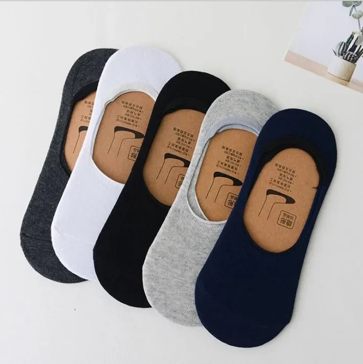 5Pairs Men Boat Cotton Socks Summer Autumn Non-slip Silicone Invisible Breathable Socks Male Ankle Sock Slippers Sports Socks