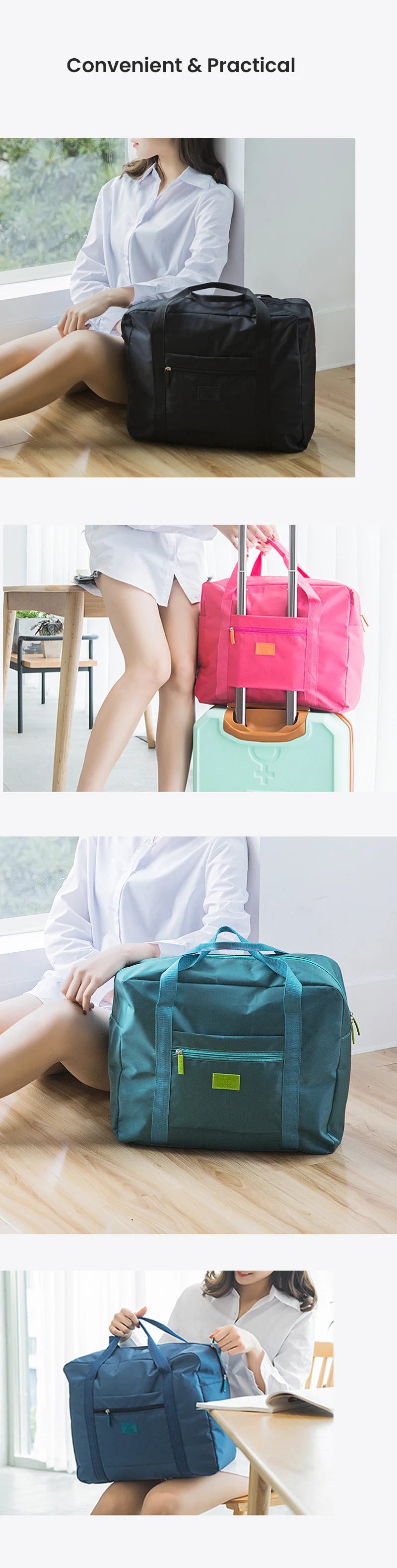 Foldable Travel Bag Lightweight Traveling Duffel Bag for Women Men Tote Bag Carry On Luggage Bag Weekender Overnight Bag