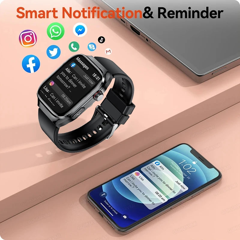 2025 New Uric Acid Blood Fat Smart Watch Men ECG+PPG Pulse Blood Pressure Bluetooth Call Sports for Xiaomi Health Tracking Watch