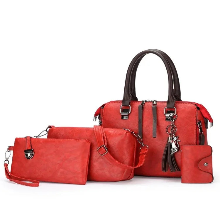 Pu Handbag New Large Capacity Mother And Child Bag Retro Trend Multi Piece Set Handbag