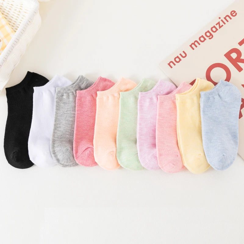 3/5/6/10/20 Pairs of Colored Cotton WOMEN/Men Short Socks, Solid Color Ankle Breathable Sports Socks, Summer Boat Socks